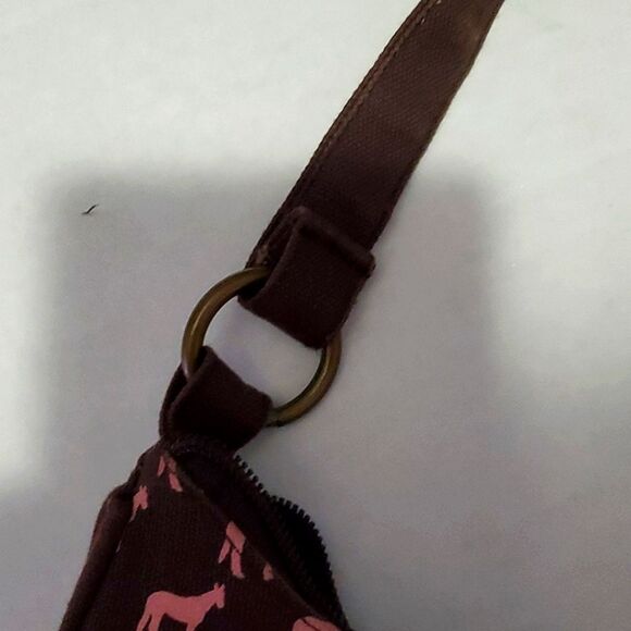 Brown & Pink Horses Canvas Trendy Mini Hobo Bag - Picture 5 of 6
